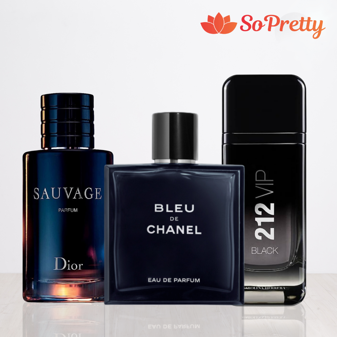 [COMPRE 1 LEVE 3 + BRINDE EXCLUSIVO] - Sauvage Dior, Bleu de Chanel e 212 Vip Black (100ml cada)